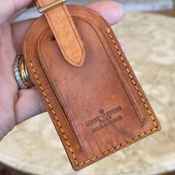Vintage Louis Vuitton Vachetta Leather Luggage Tag & Poignet - Picture 5 of 13